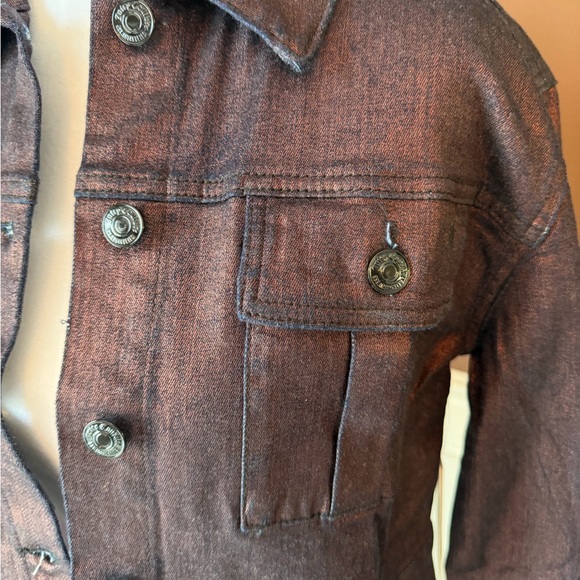 Juicy Couture Maroon and Black Metallic Cropped Denim Jacket Size XS NWT - Picture 2 of 8